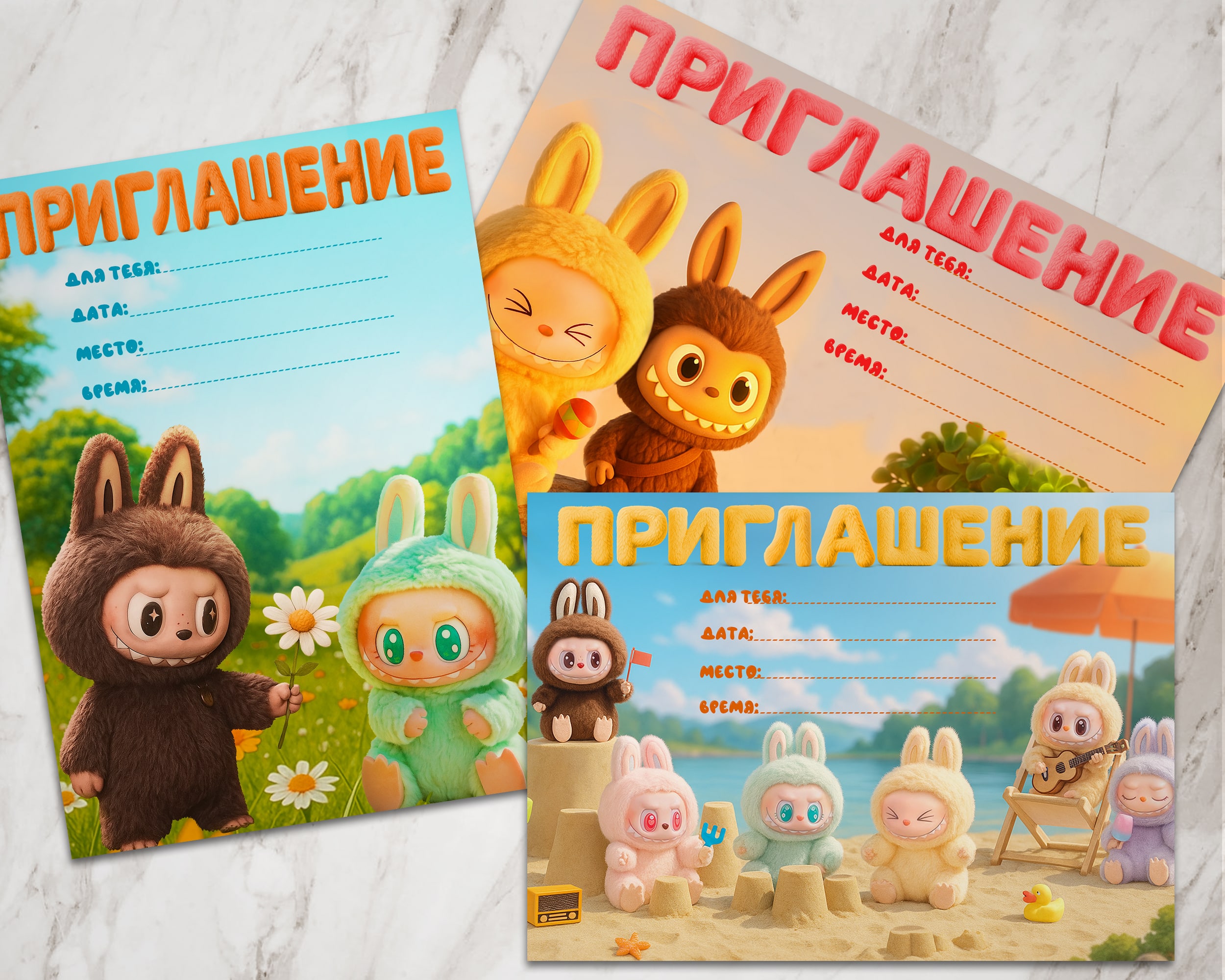 Приглашение на день рождения в стиле лабубу